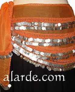 Pañuelo rectangular egipcio con 4 filas de monedas