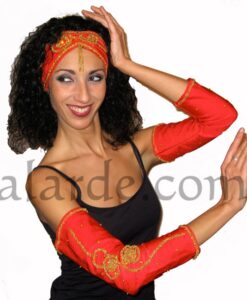 Guantes y diadema bordados