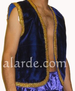 Chaleco bhangra de terciopelo con pasamanería dorada